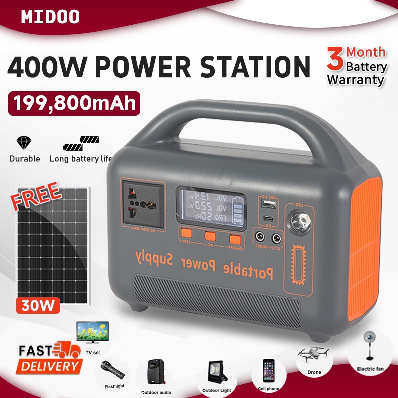 MIDOO 400W/220V Portable Multi-Function Solar Power Station 199,800mAh ...