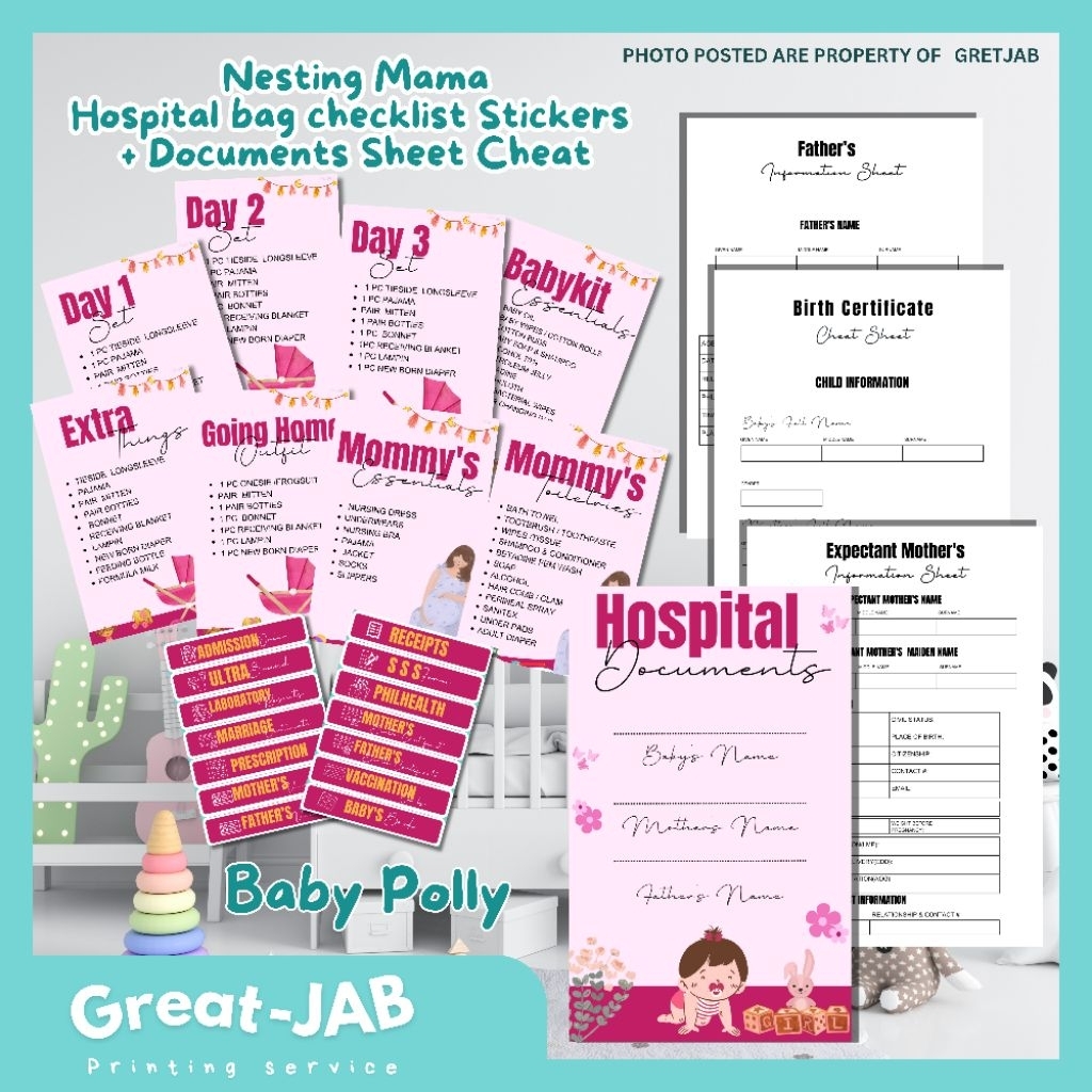[JUANA]Personalized|Hospital bag checklist Stickers labels | Documents ...