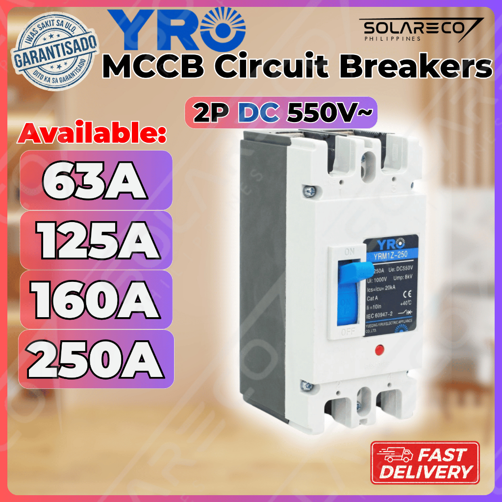 YRO MCCB Moulded Case Circuit Breaker DC | 2 Pole 63A 125A 160A 250A ...