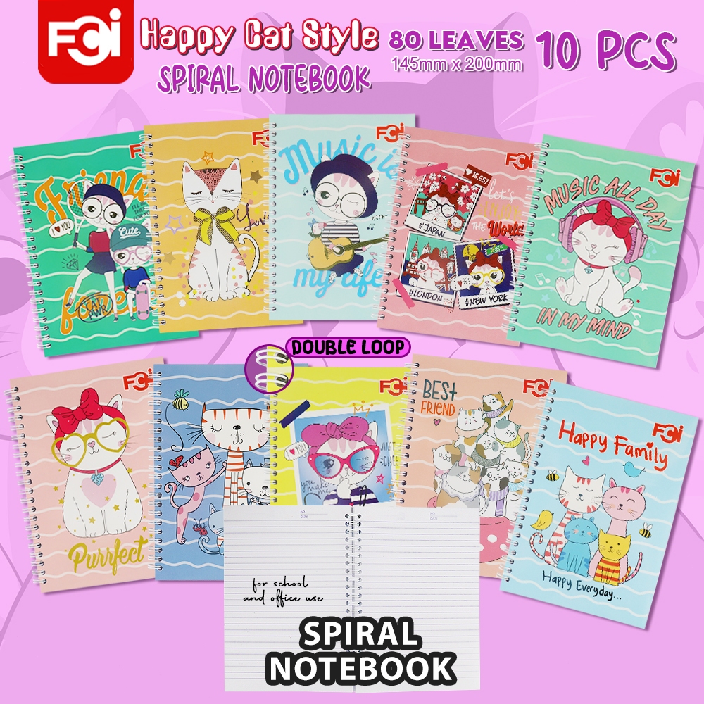 FCI SPIRAL NOTEBOOK DOUBLE LOOP 10PCS ASSORTED DESIGN 80leaves 10pcs ...