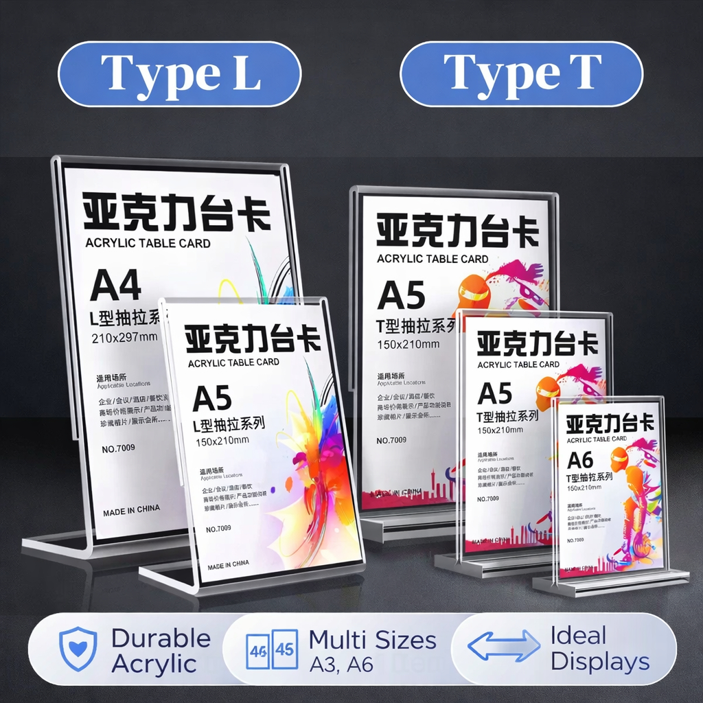 A4 A5 A6 Acrylic/Plastic vertical design Menu Display Stand Double Side ...