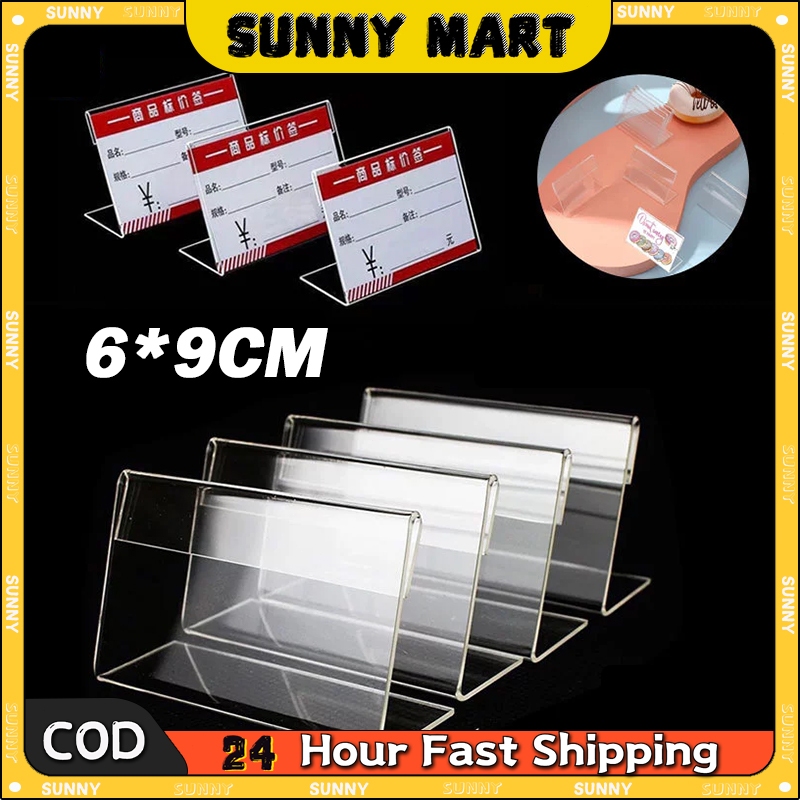 SUNNY Label Display Holder Acrylic Clear Desktop Price Tag Name Sign ...