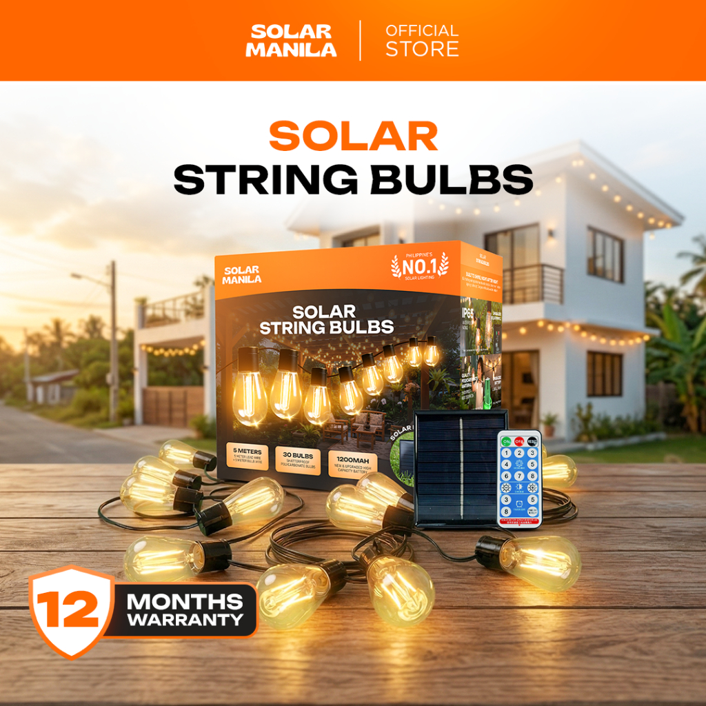 SOLAR MANILA Solar String Bulb Lights | 30 Warm White LEDs 5M ...