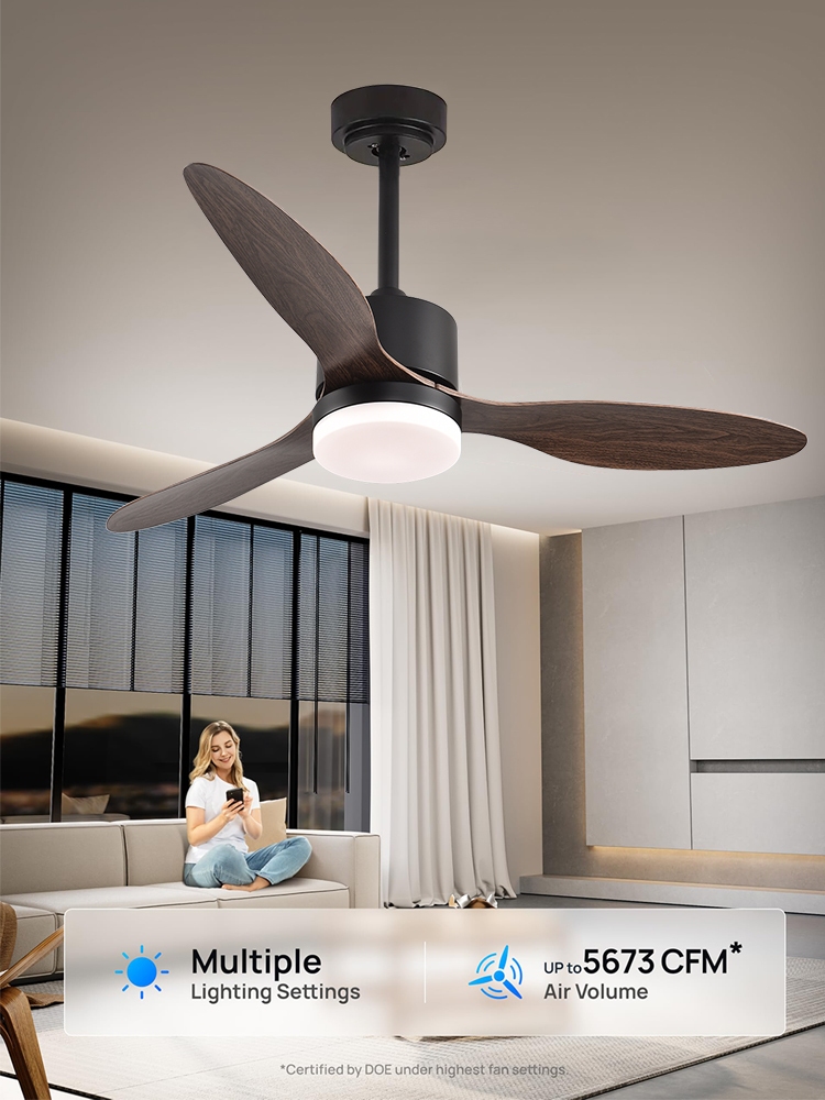 Black Ceiling Fan 30W 53cm LED Ceiling Light 70W Remote Control DIMMABLE Light And Remote Control - View #9