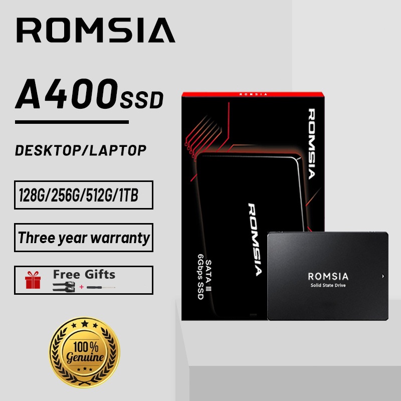 ROMSIA SSD 128G 256G 512G 1TB Internal Solid State Disk Hard Drive SATA3  Laptop PC Desktop A400 SSD