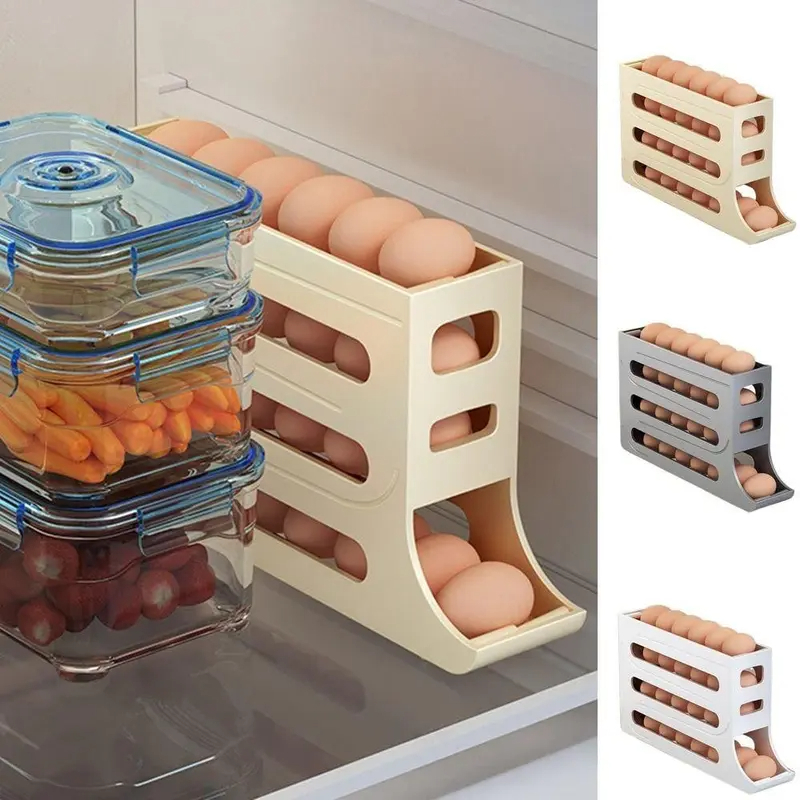 Kitchen 4-layer Egg Storage Box Automatic Egg Rolling Rack Large ...