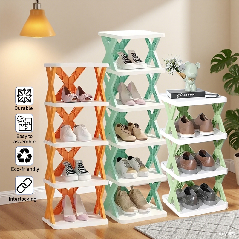 Folding Shoe Rack Balcony Shoe Rack Multi-Tier PP Plastic Shelves Multi ...