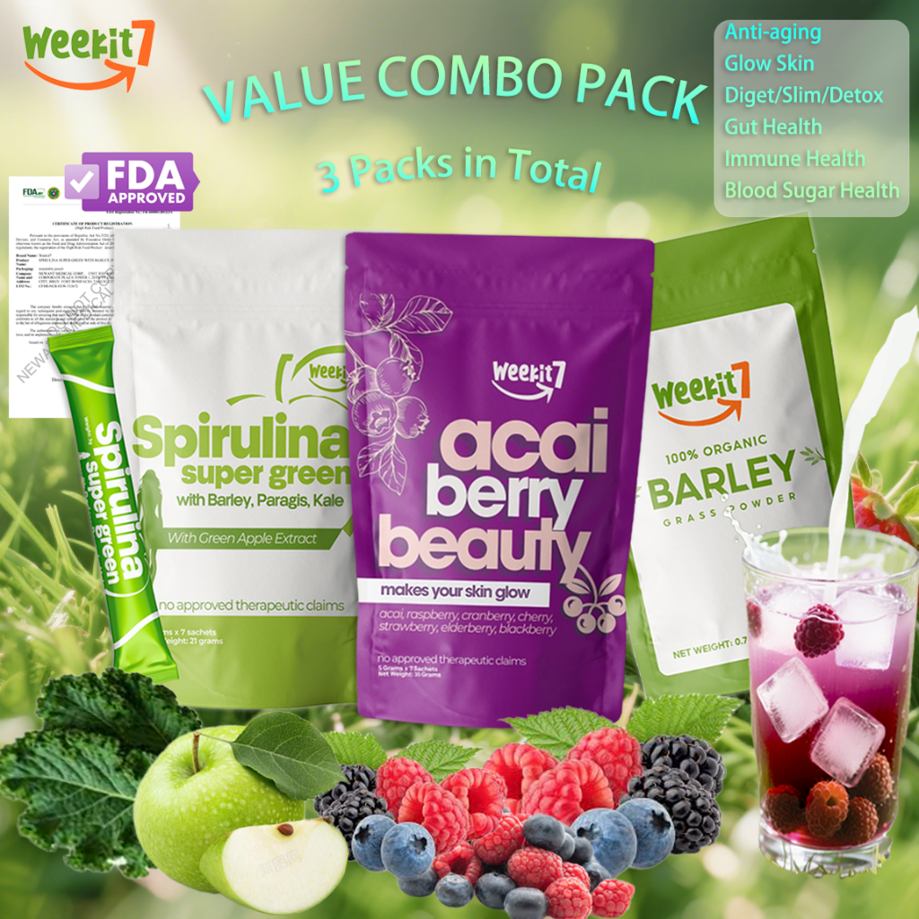 【VALUE COMBO】FDA Weekit7 Acai Berry,Barley Grass Powder,Spirulina ...