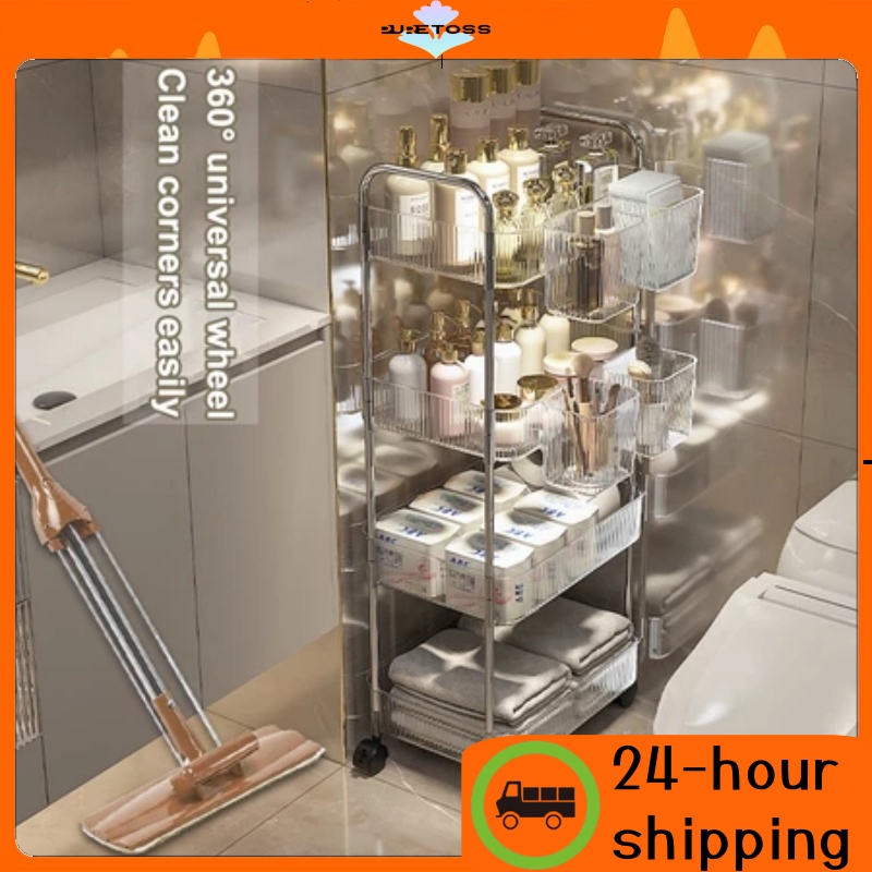 Transparent Trolley CartComfort Room Corner Moving Rack Organizer With ...