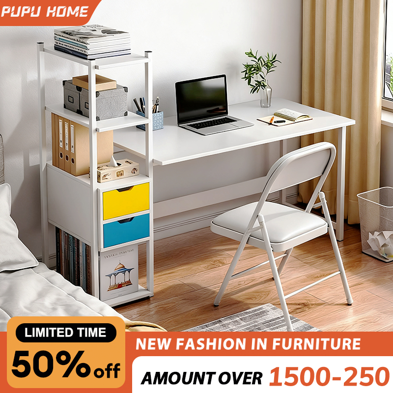 【𝗨𝗽𝗴𝗿𝗮𝗱𝗲𝗱】Study Table Computer Desk Office Table With Draws Multi-layer ...