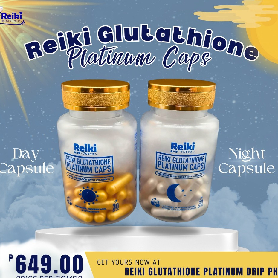 reiki glutathione Platinum Caps + Oral Sunscreen Capsule Combo 2-in-1 Whitening Skin Solution Weight LossBeauty & Personal CareSupplySearch