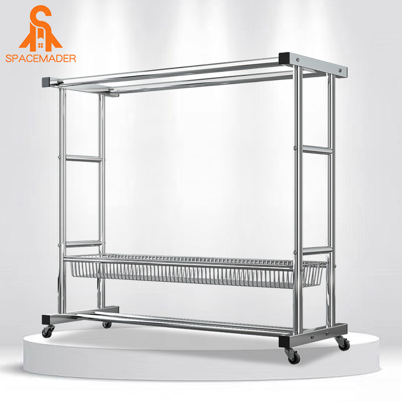 SPACEMADER Drying Rack Stainless Steel Extendable Clothes Rack With ...