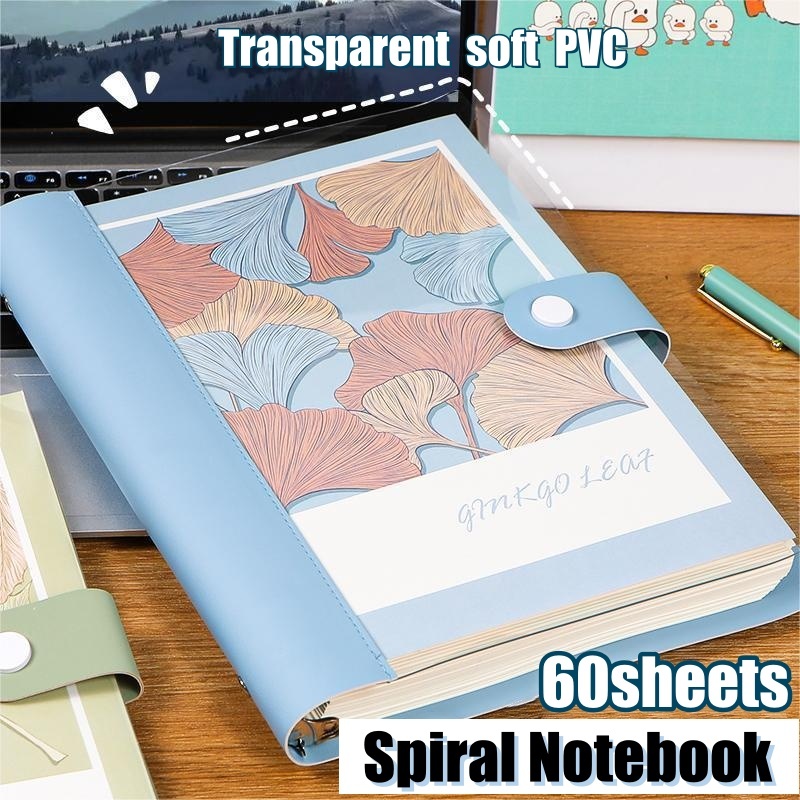 A5/B5 Spiral Notebook Loose Leaf Notepad Transparent Soft PVC Ring ...