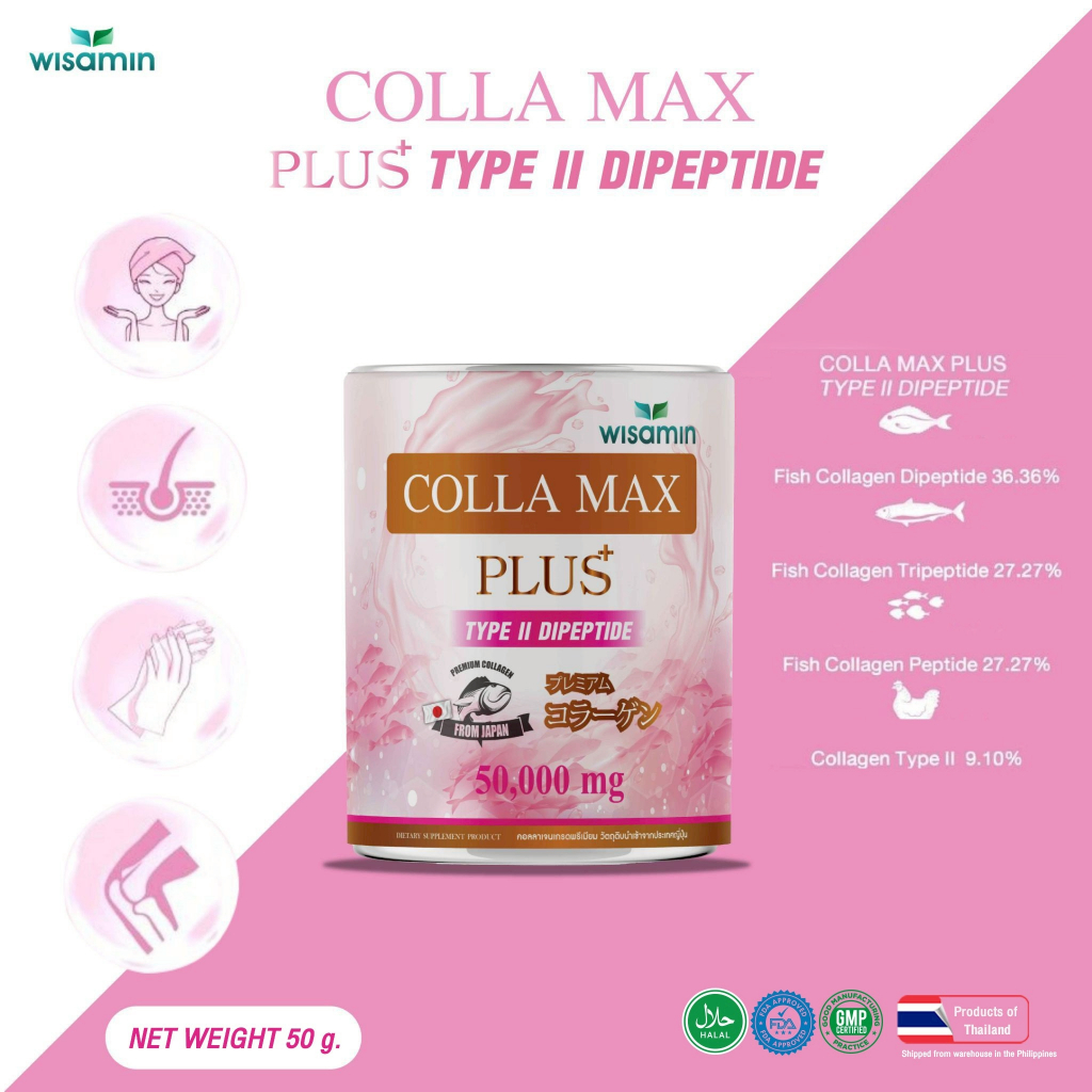 WISAMIN COLLA MAX PLUS Pure Collagen Type II Dipeptide Dietary ...
