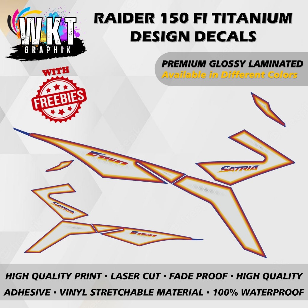 SUZUKI RAIDER 150 FI TITANIUM DESIGN DECALS (WATERPROOF, LAMINATED ...