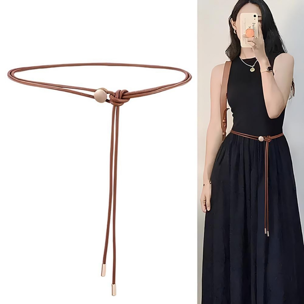 Soft Leather Rope Thin Belt Women's Fashion Versatile Decorative Waist ...