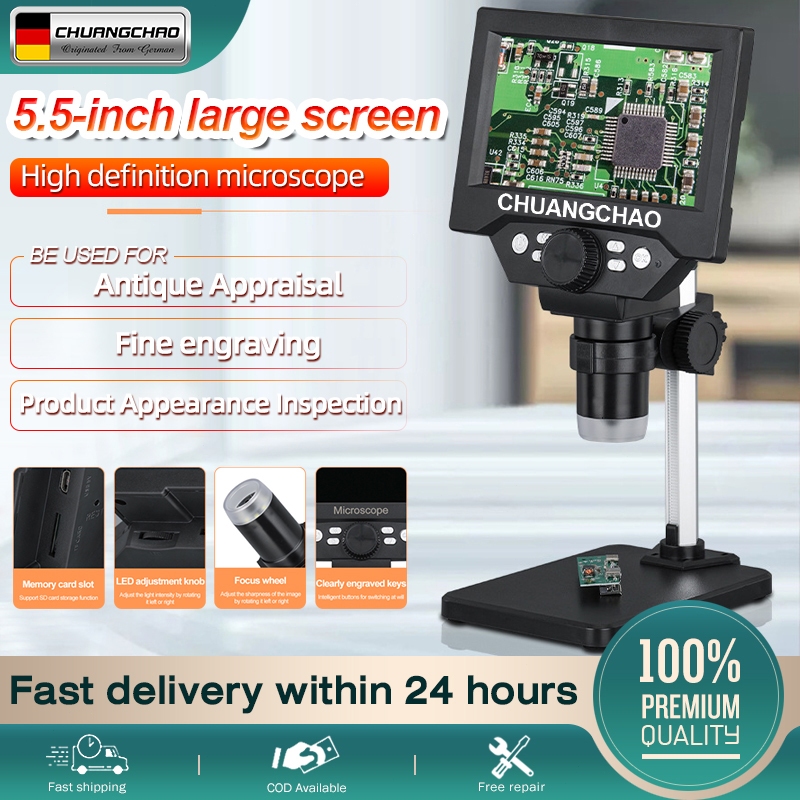 Digital Microscope 10MP 1-1000X 5.5 Inch LCD Display Magnification ...