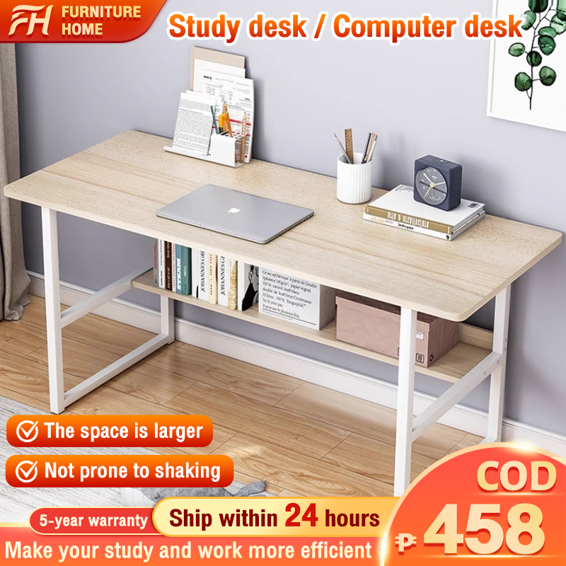 Office Table Study Table Long Computer Table Double Layer Storable ...