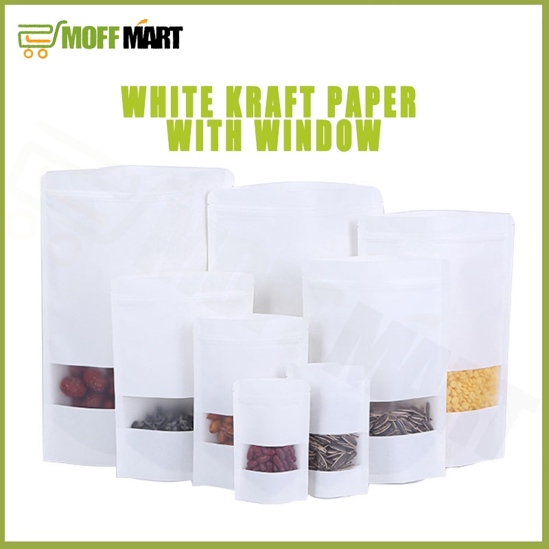 100pcs White Kraft Stand Up Pouch with Zip Lock Ziplock Pouch Packaging ...