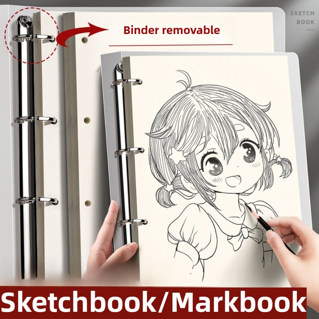 A4 4 Ring Binder Sketchbook Loose Leaf Drawing Book Thick Paper Sketch ...