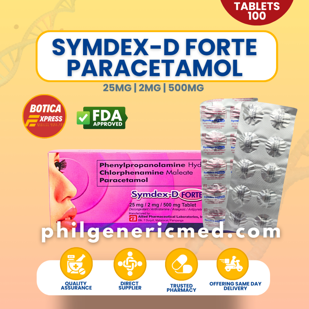 Symdex D Forte Paracetamol (100 Tablets) | Shopee Philippines