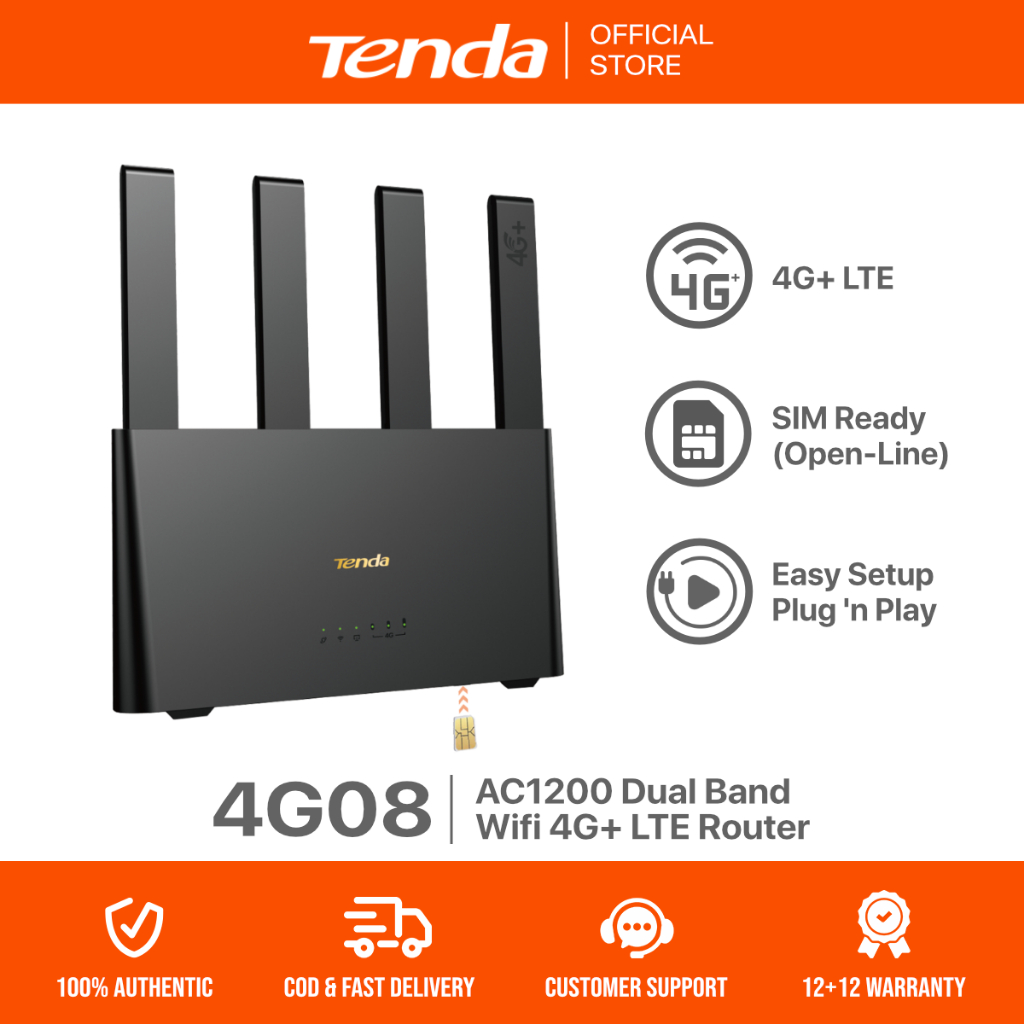 Tenda 4G08 AC1200 Dual Band Wifi 4G+ LTE Router | 300Mbps | Sim Ready ...