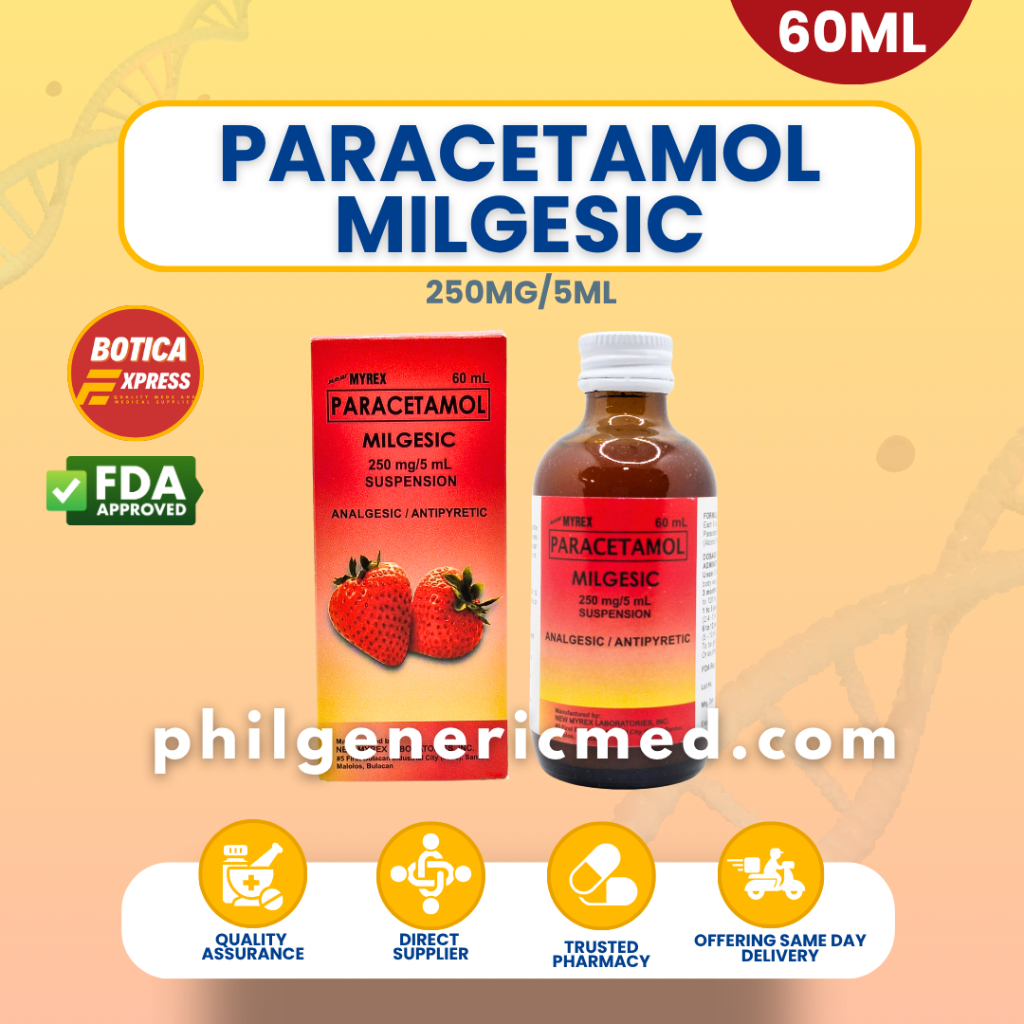 Paracetamol MILGESIC 250mg/5ml (60ml) Strawberry Flavor | Shopee ...