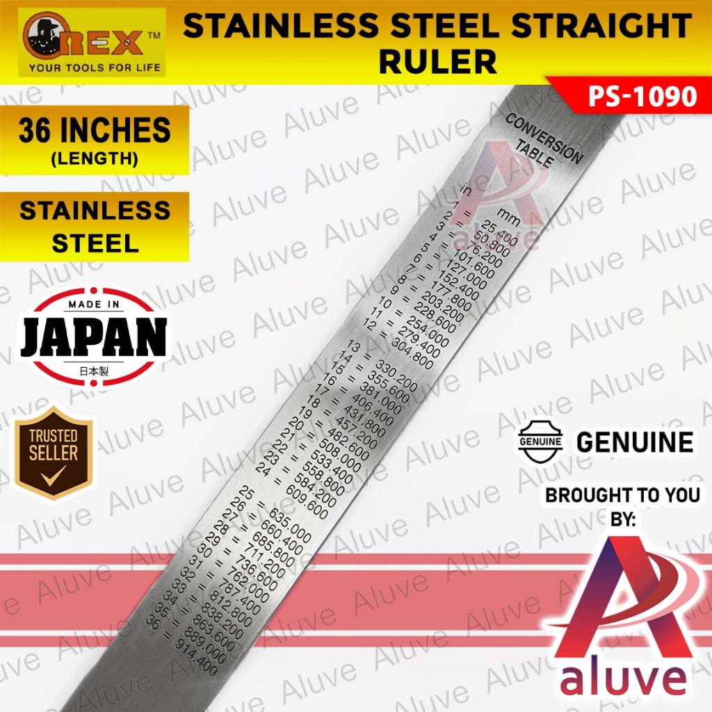 Orex 36-Inch Stainless Steel Ruler PS-1090 | Heavy-Duty Precision Tool ...