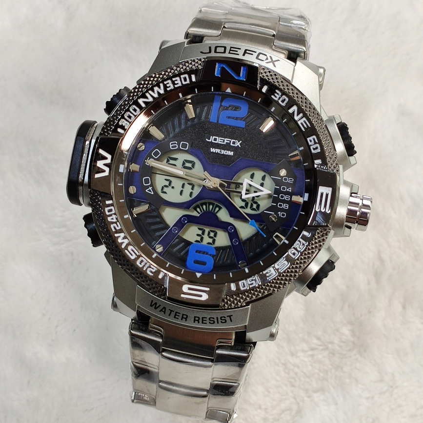 BestBuy JOEFOX Dual Time Men's Casual Watch Navy Stylish Shock Proof ...