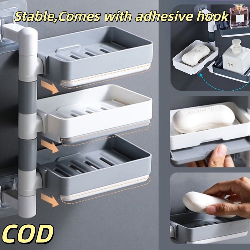 Non drilling soap rack wall mounted multi-layer soap box storage rack ...