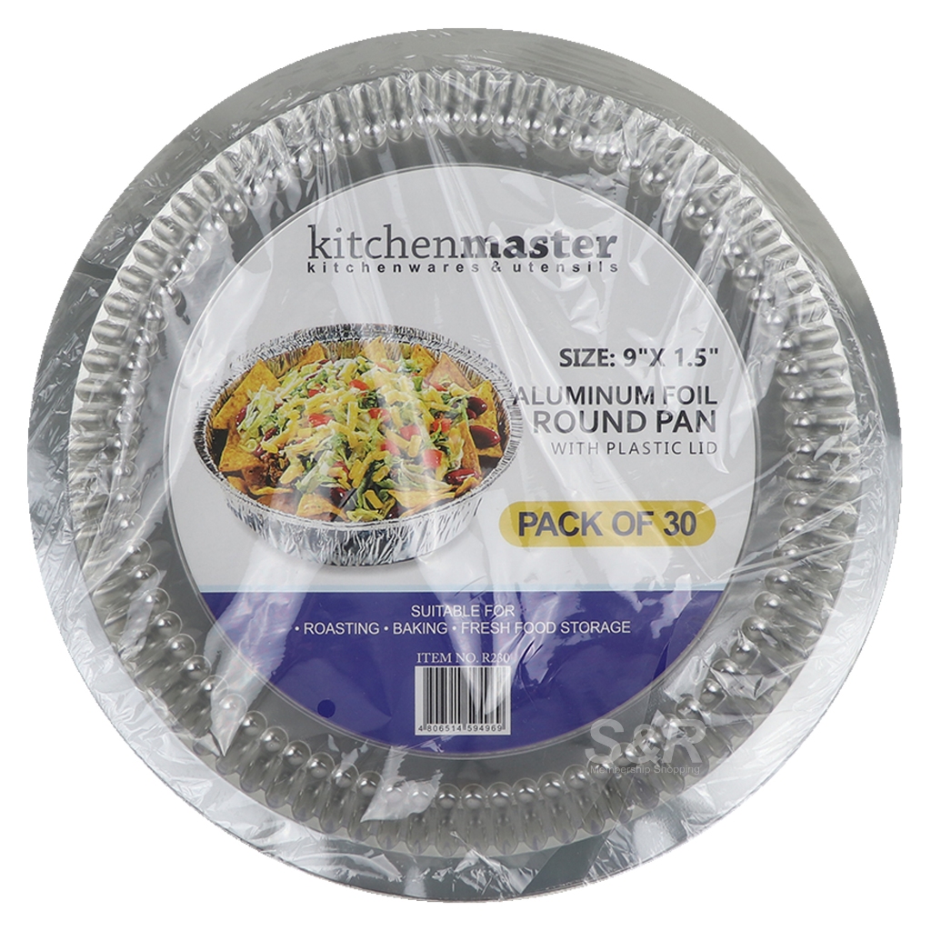 Kitchen Master Aluminum Foil Round Pan with Plastic Lid 30 Packs ...
