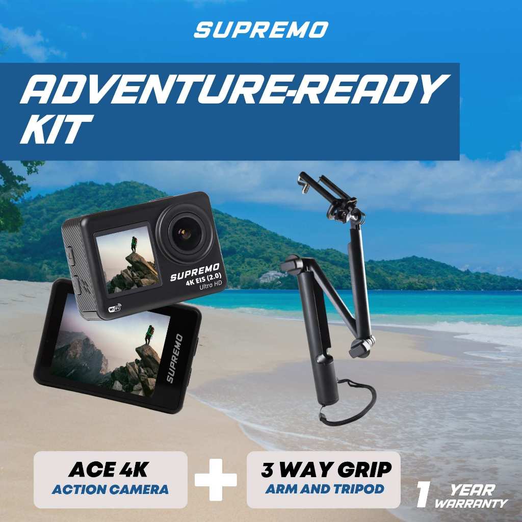 Bundle Supremo Ace 4K Dual Display Waterproof Action Camera + PACIFIC ...