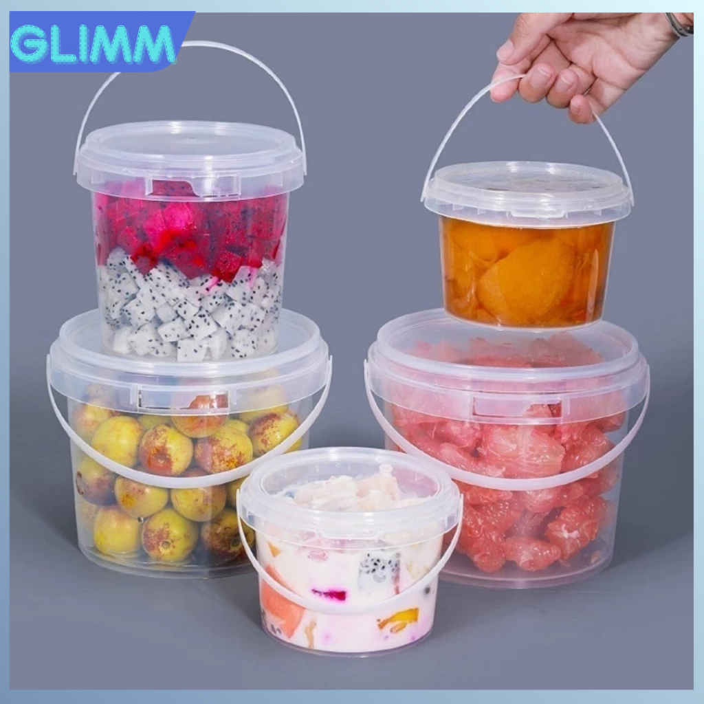 10pcs Food PP Round Plastic Bucket with Seal Clear Storage Container ...