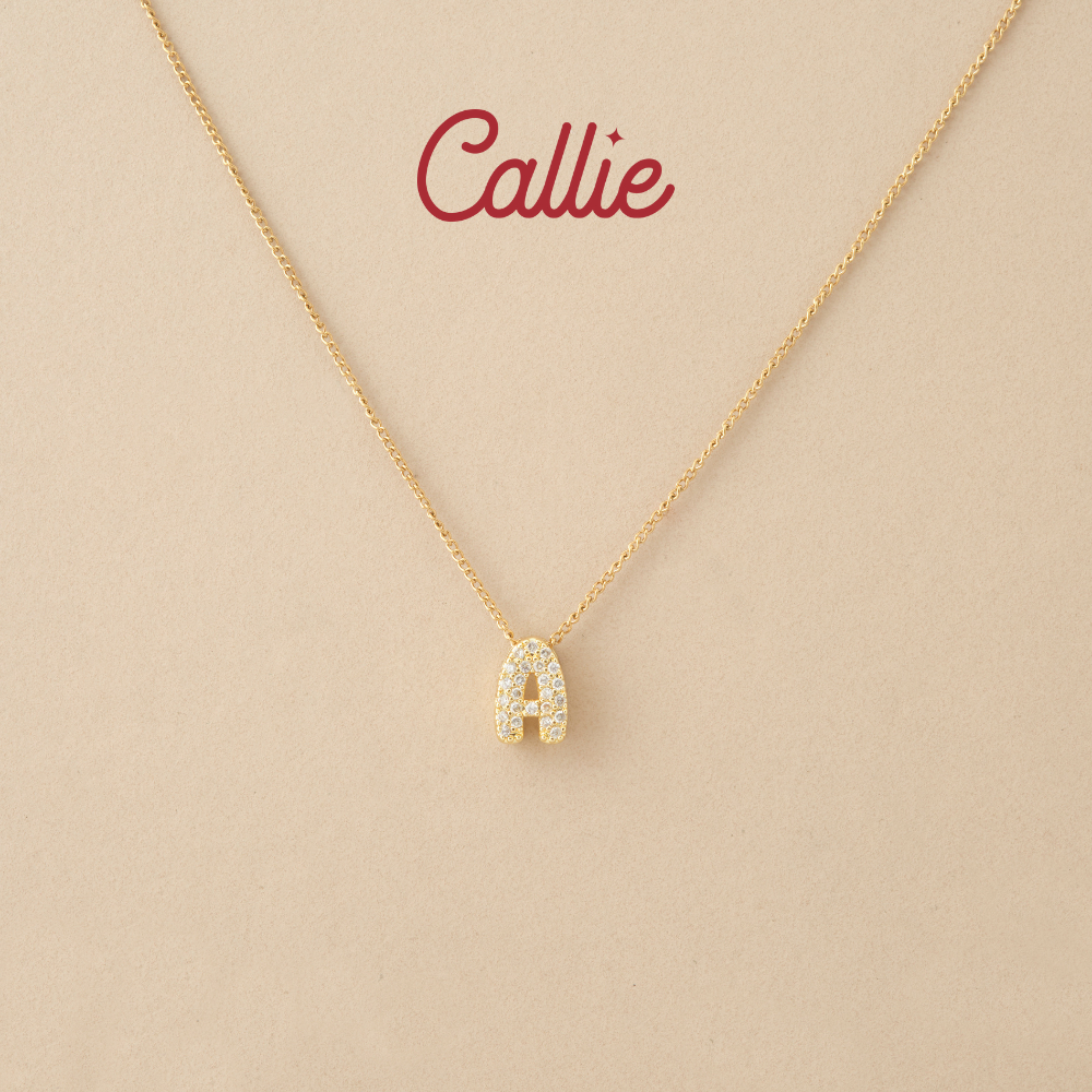 Callie 14k Gold Plated Studded Bubble Initial Letter Necklace Shop ...