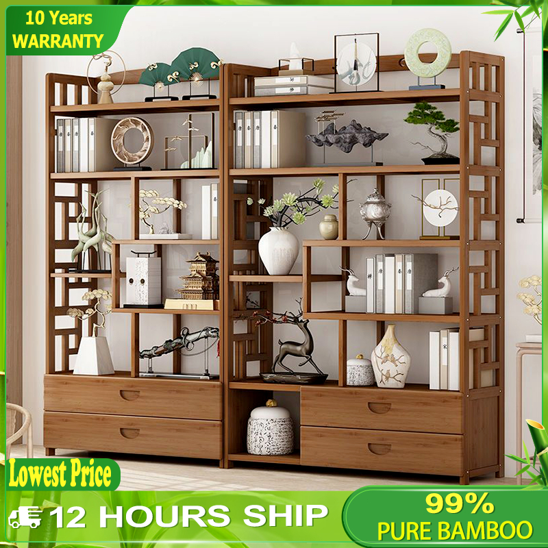 TAHANAN Bamboo Storage Rack With Drawer 5/6Layers Wooden Divider ...