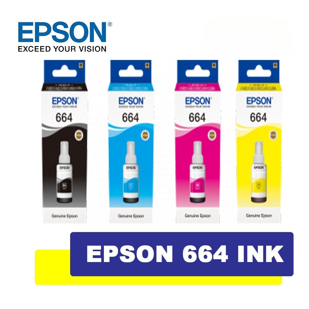 ORIGINAL EPSON T664 664 BLACK CYAN MAGENTA YELLOW Series for Printer ...
