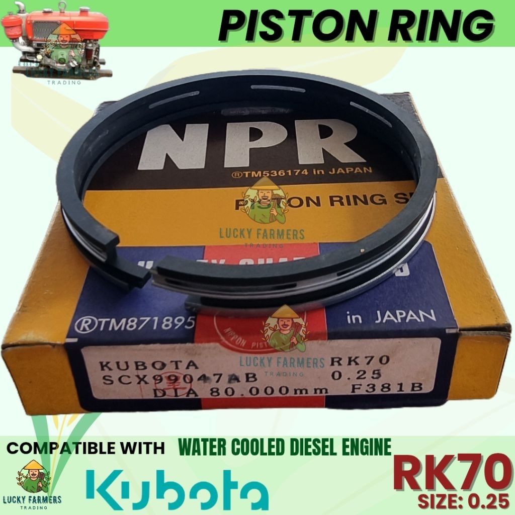 Piston Ring RK70 0.25 Kubota Water Cooled Diesel Engine | Shopee ...