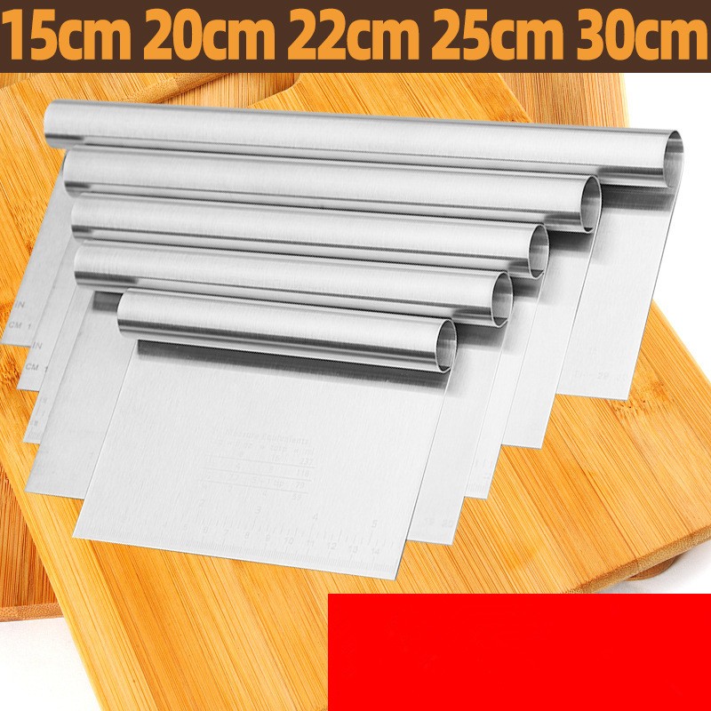 Stainless Steel Dough Cutter Scraper Baking Smoother Cake With Measure ...