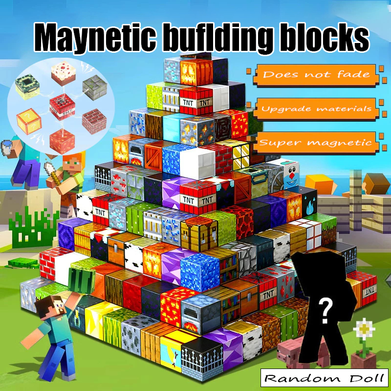 Magnetic Building Blocks DIYAssembly Magnet Puzzle Minecraft 2CMCube 6 ...