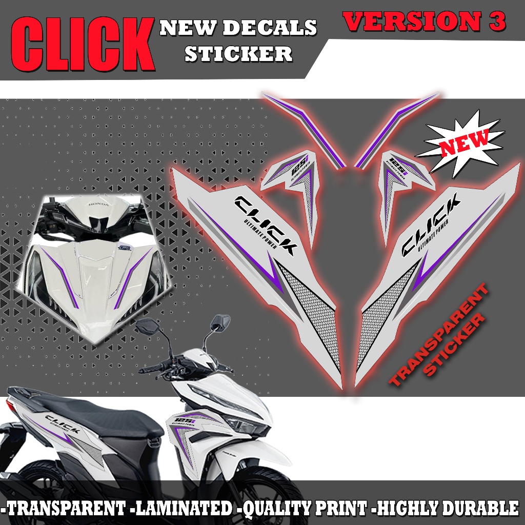 Honda Click V3 Striping Decals – Transparent Custom Stickers for ...