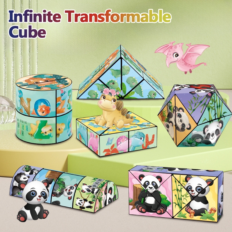 Panda Pattern 3D Infinite Cube - Geometry Transformable Building Blocks ...