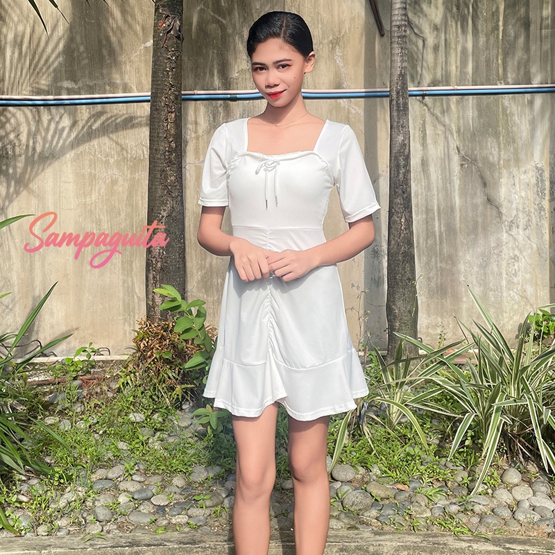 Korean Style Summer Sexy White Dress For Women New Bodycon Bubble Sleeve Mini  Dress Casual plus size | Shopee Philippines