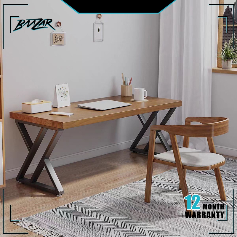 BMZAR Wooden Office Table Conference Meeting Table Gaming Desk Metal ...