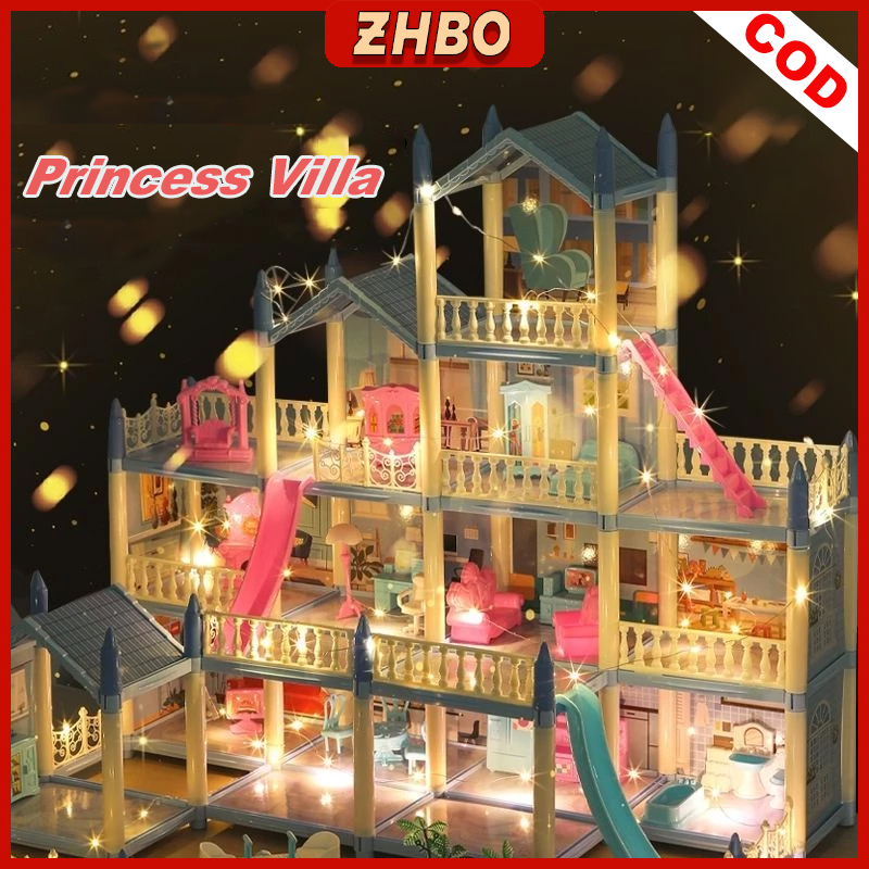 Dollhouse Princess Castle Big Size House Playset With Light&Doll ...