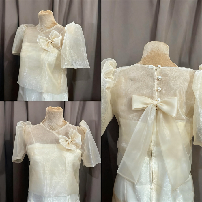 Modern Filipiniana Kimona Croptop With Detachable Ribbon Rupok Sleeves ...