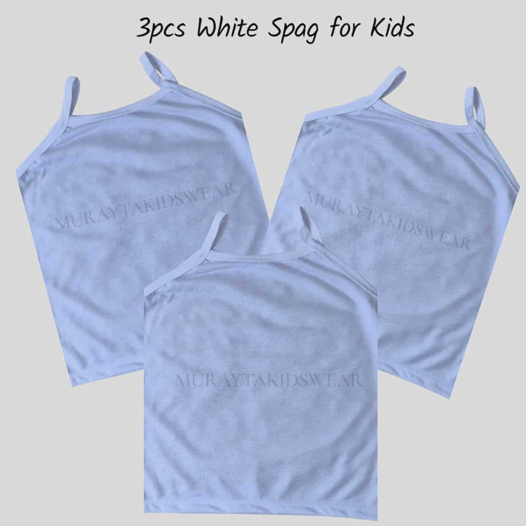 R24 (6PCS) White Spag for Kids Girls Cotton Jersey Fabric White School ...