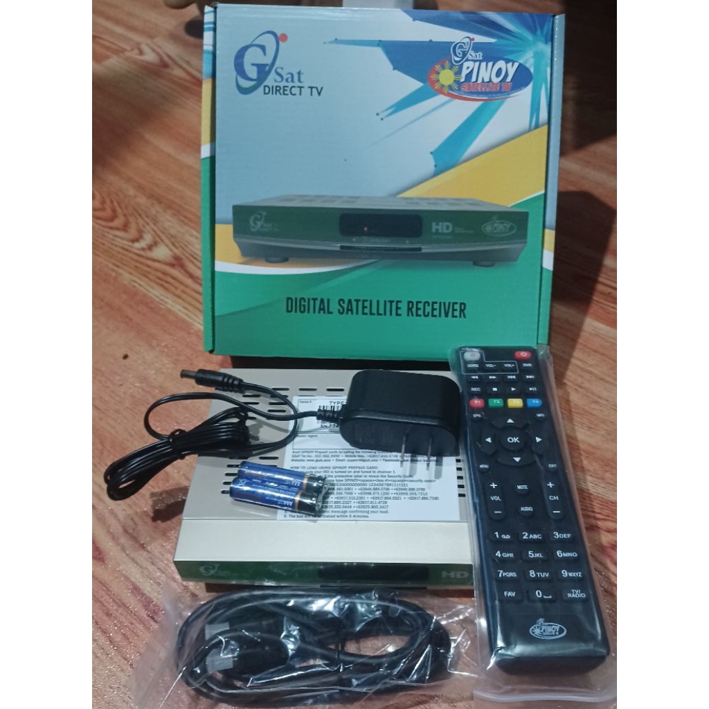 GSAT PINOY HD BOX WITH REMOTE BATTERY ADAPTOR HDMI | Shopee Philippines