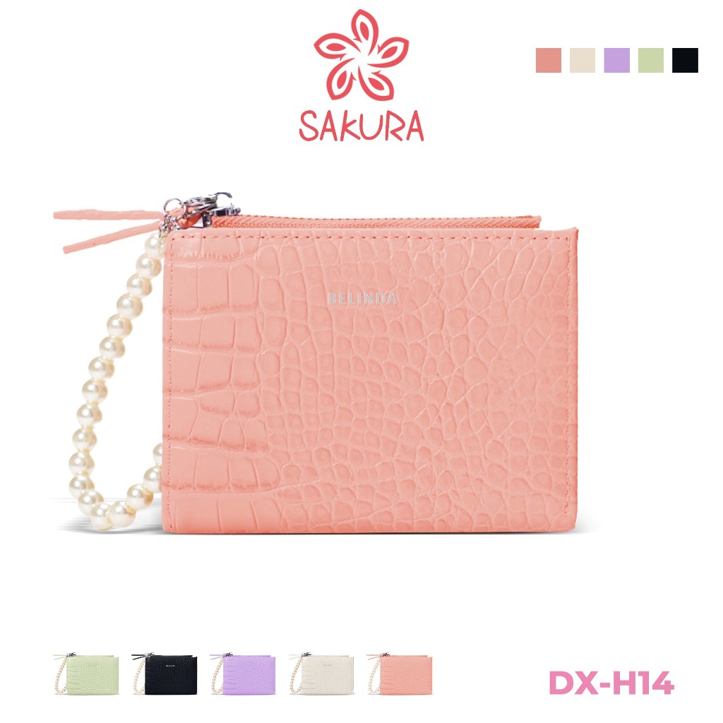 Sakura Wallet For Woman Leather Plain Card Holder Large Capacity Coin ...