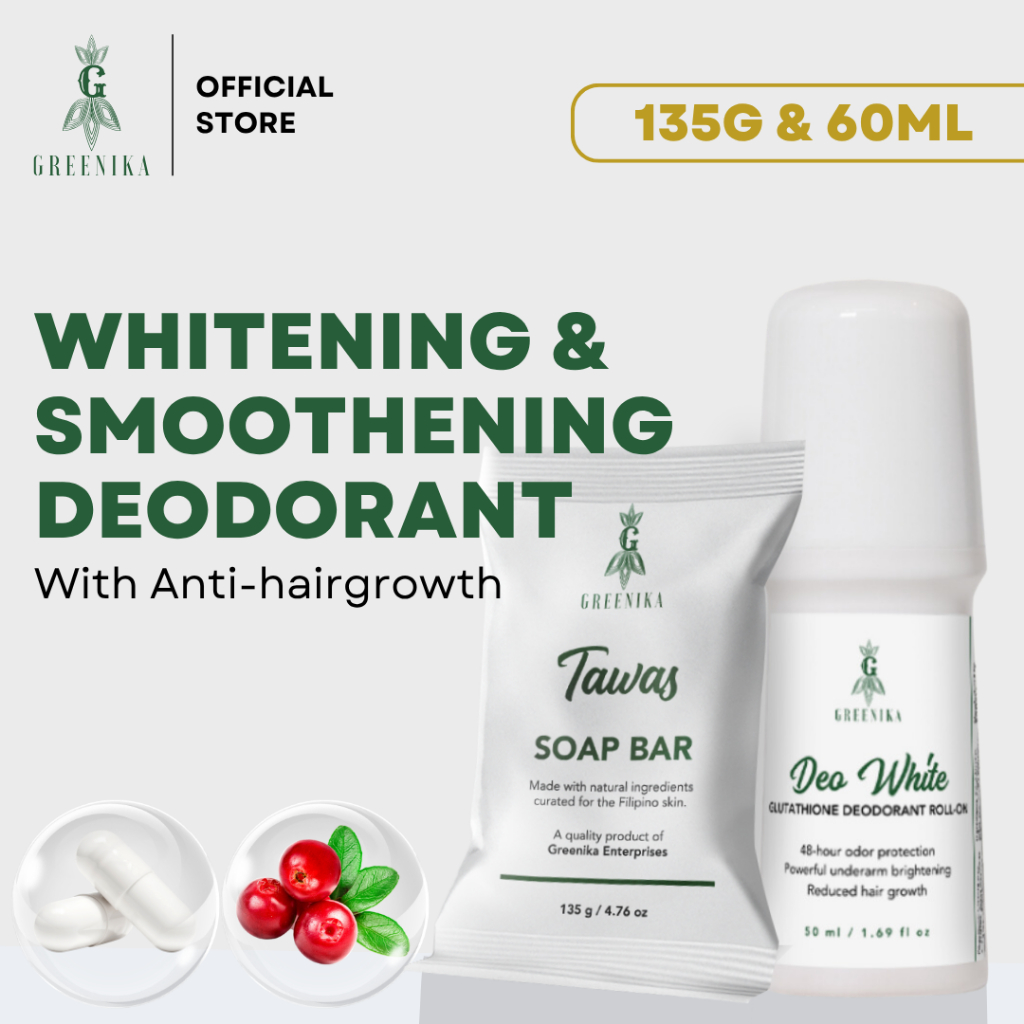 FREE TAWAS SOAP + DEO ROLL ON ] Greenika Deowhite Glutathione Deo Roll-On  with Free Tawas Soap
