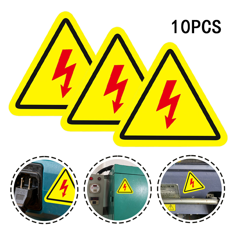 10Pcs Electrical Shock Hazard Back Self Adhesive Sticker Decal For ...